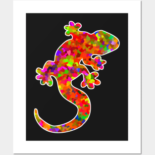 Colorful surreal psychedelic lizard king II Posters and Art